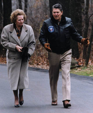 President Ronald Reagan and Prime Minister Margaret Thatcher at Camp- David, 1986